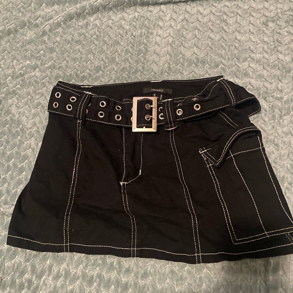 Forever 21 Black Cargo Mini Skirt Y2K